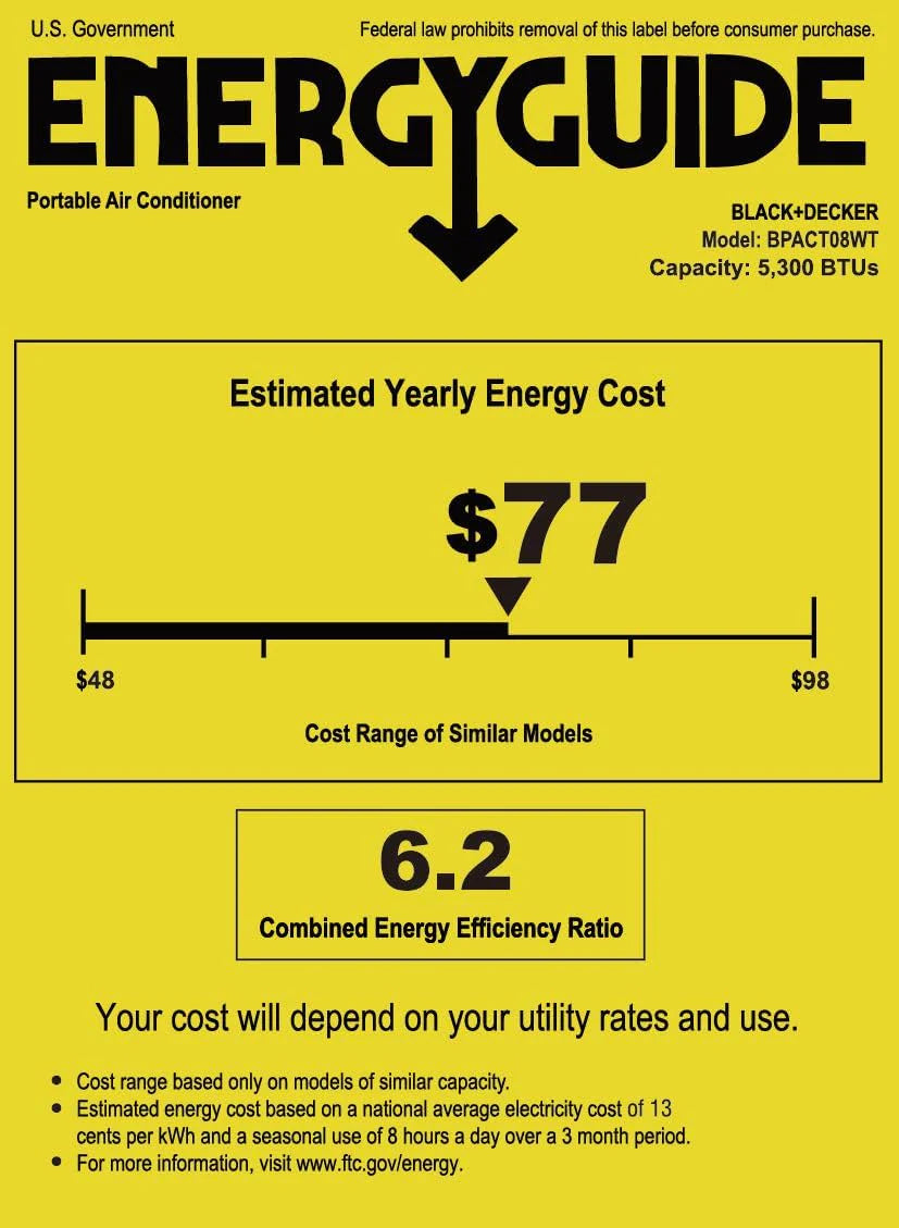 BLACK+DECKER 8,000 BTU Portable Air Conditioner for Rooms up to 350 Sq