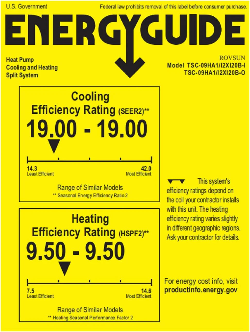 ROVSUN 9000 BTU Wifi Enabled Mini Split Air Conditioner & Heater with Inverter, 19 SEER2 Energy Saving 115V Ductless Split AC Unit with Pre-Charged Condenser, Heat Pump & Installation Kit