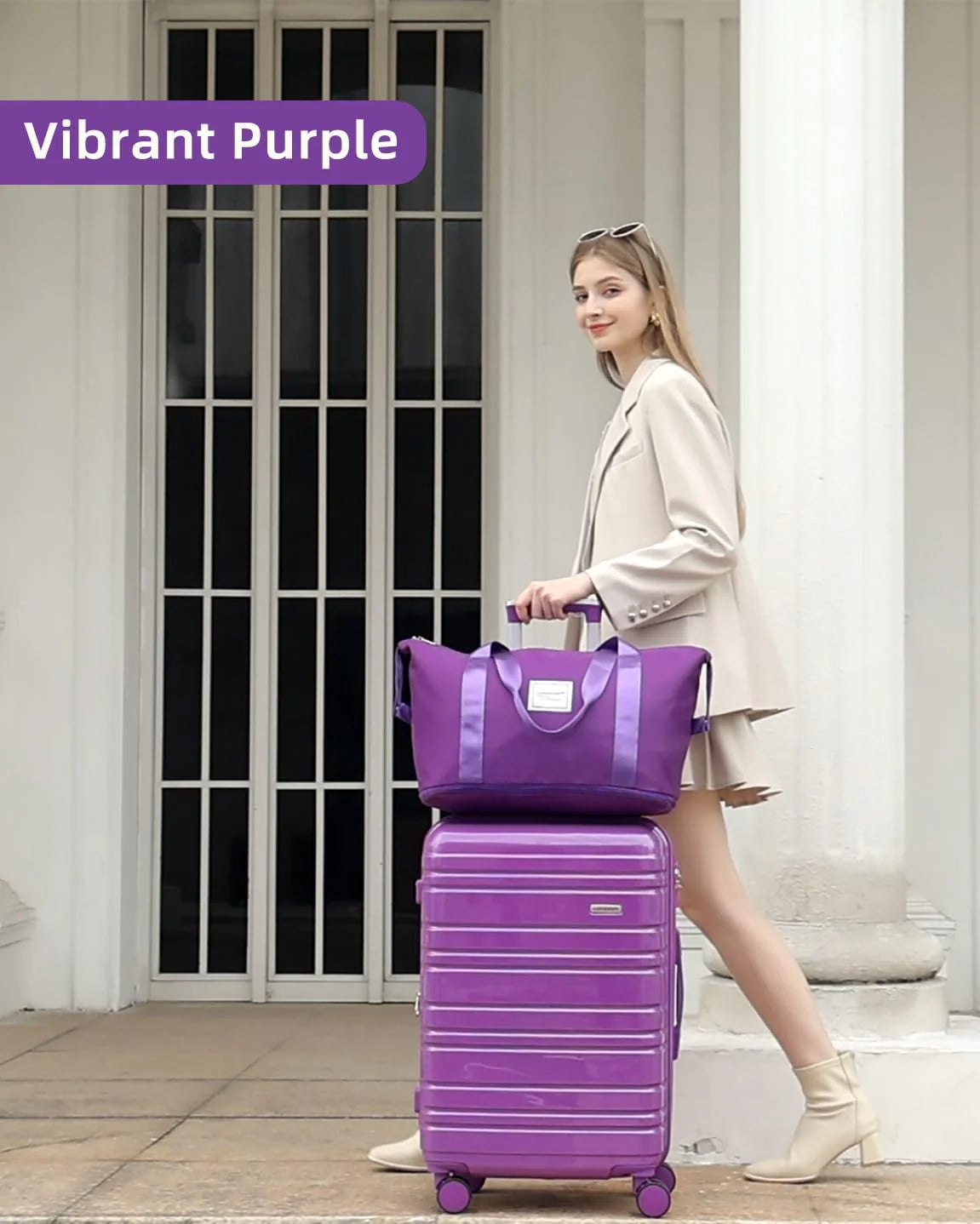 6-piece luggage set, expandable hardshell suitcase set with spinner wheels, lightweight rolling luggage set