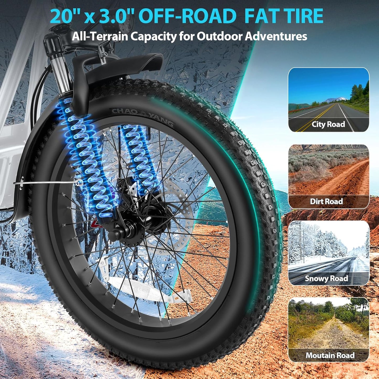 Caroma Peak 800W Foldable Adult Electric Scooter with 20-inch Wide Tires, 48V Battery, Basket, and Adjustable Seat