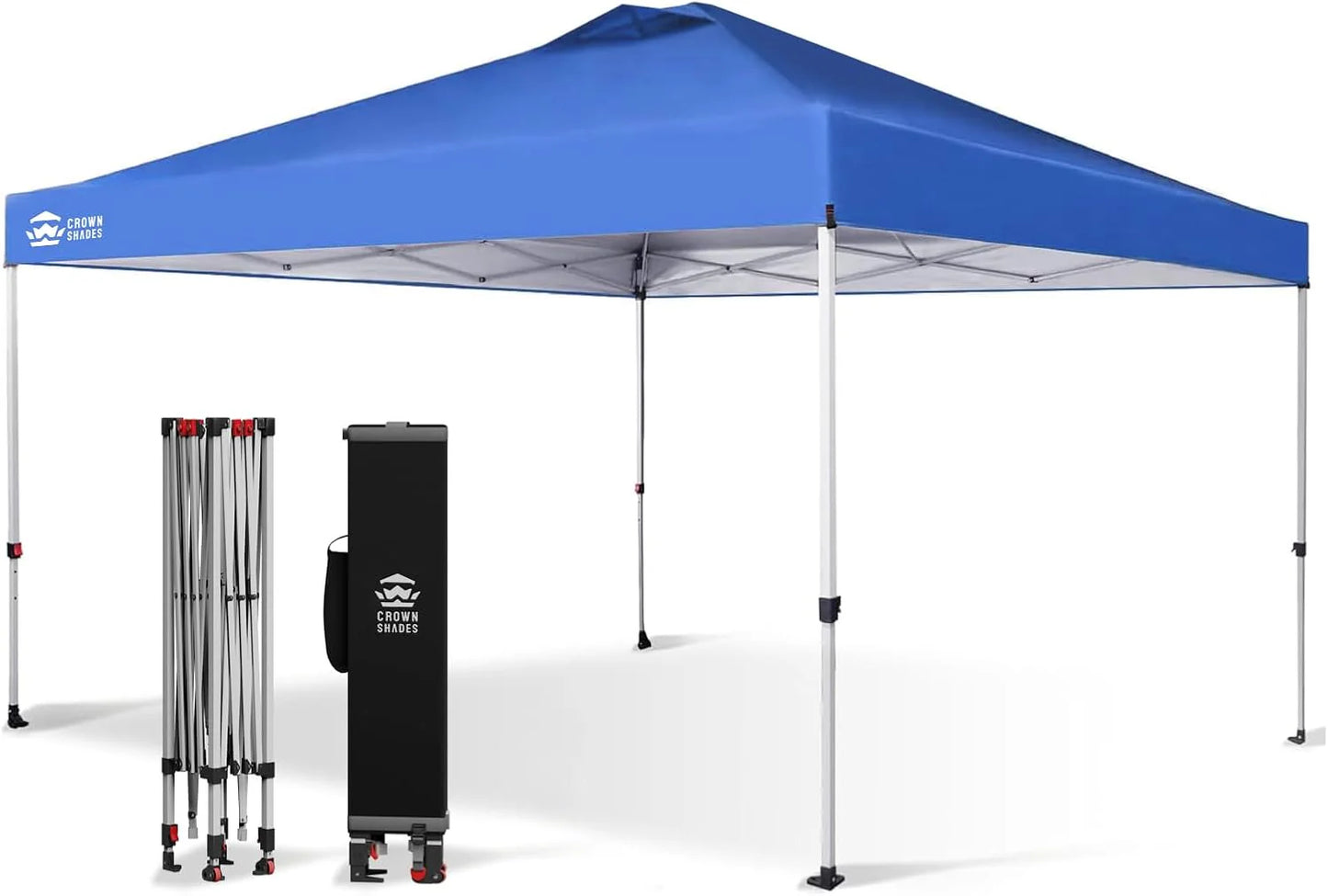 10x10 Pop-Up Awning - One-Click Installation Beach Tent - Outdoor Sunshade Silver Coated Top, 3 Heights and 4 Sand Pockets