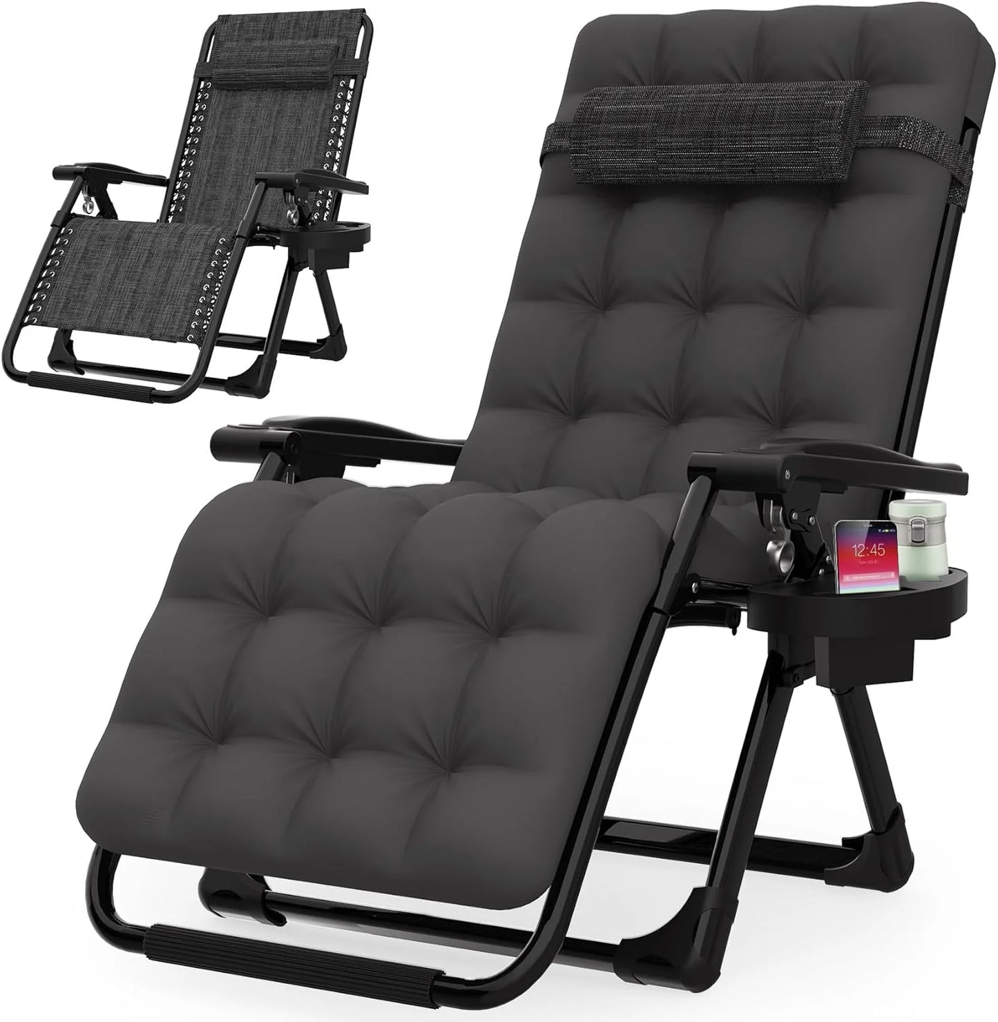 Indoor and outdoor patio chair folding lounge chair zero gravity chair with removable cushion camping lounge chair