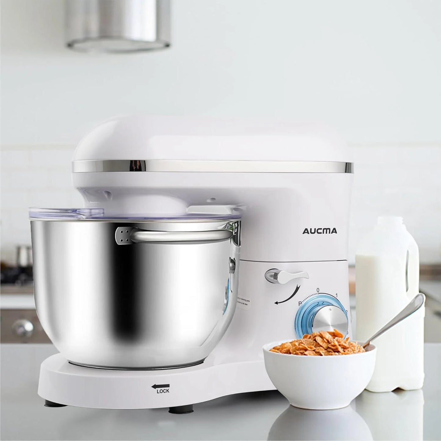 Aucma Stand Mixer,6.5-QT 660W 6-Speed Tilt-Head Food Mixer, Kitchen Electric Mixer with Dough Hook