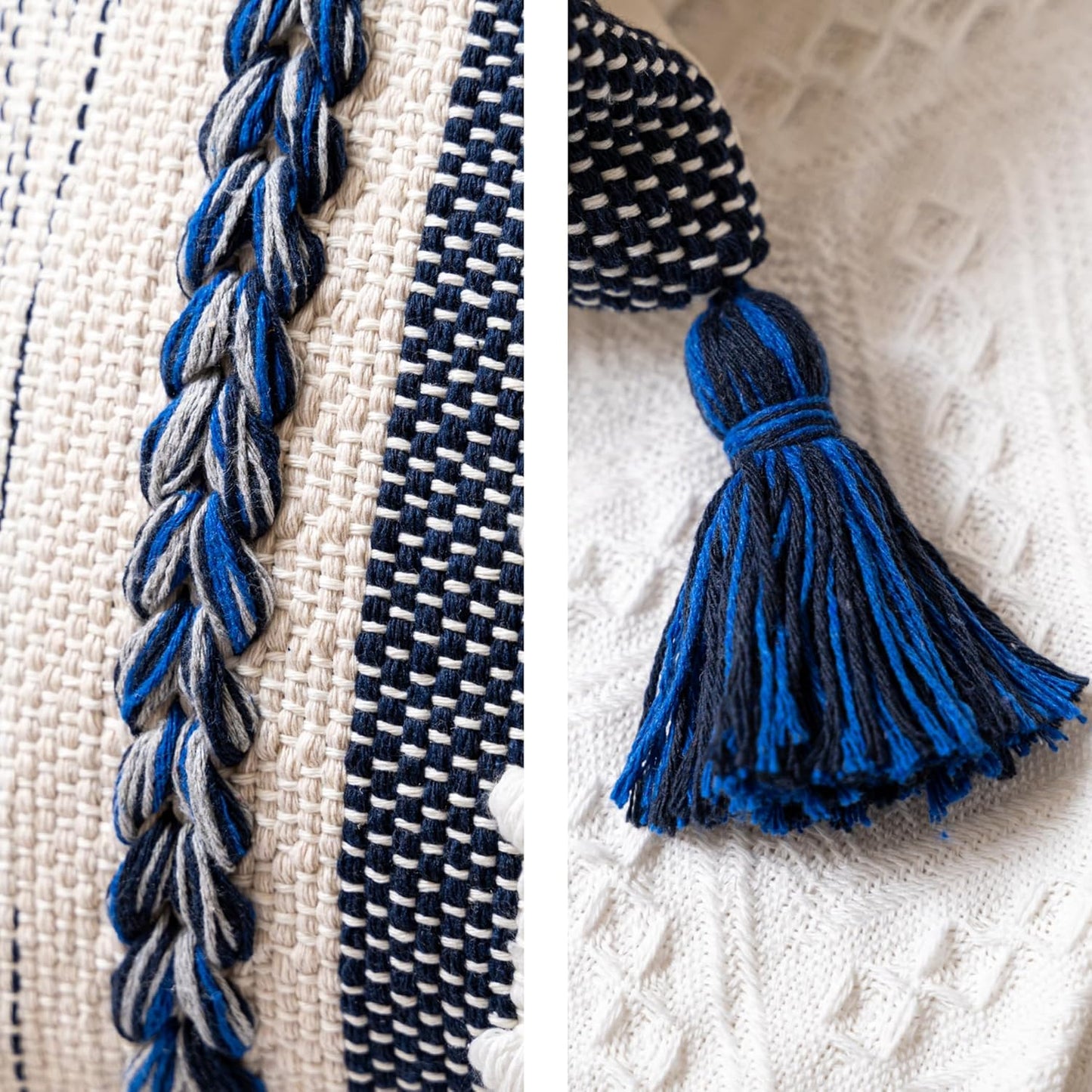 Blue Boho Decorative Throw Pillow Cover 20x20