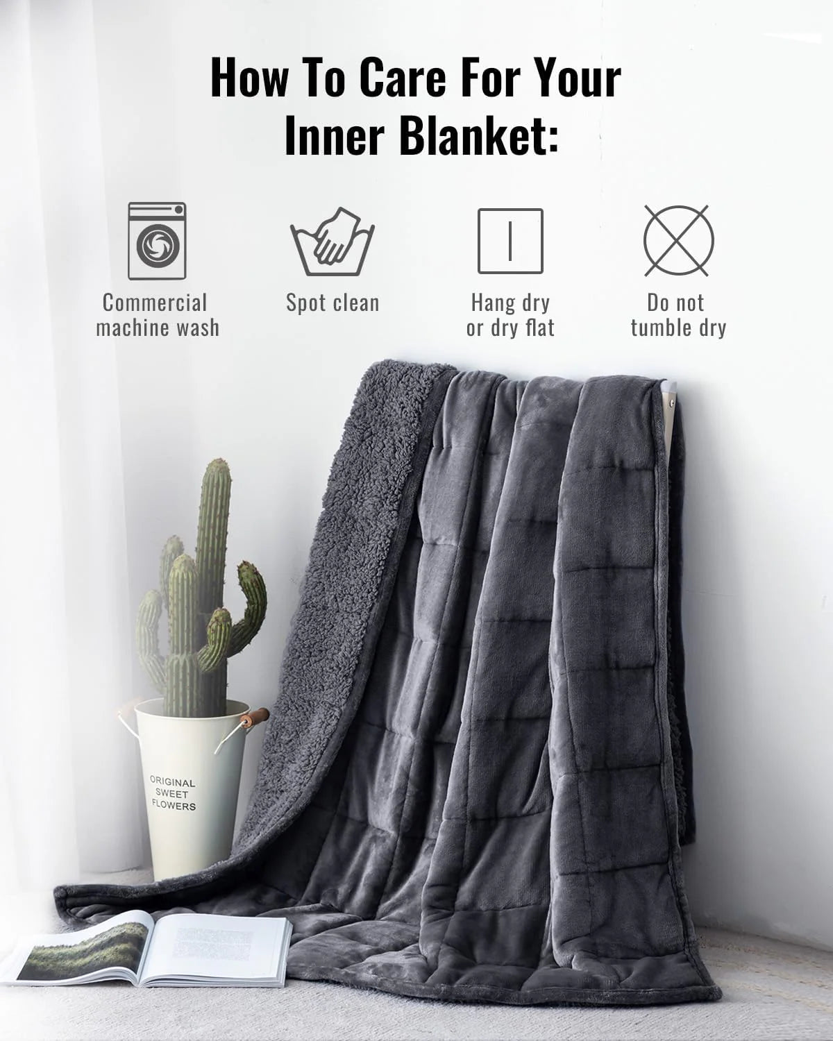 Weighted Blanket Queen Size 15lbs 60x80 inches with Soft Plush Fleece