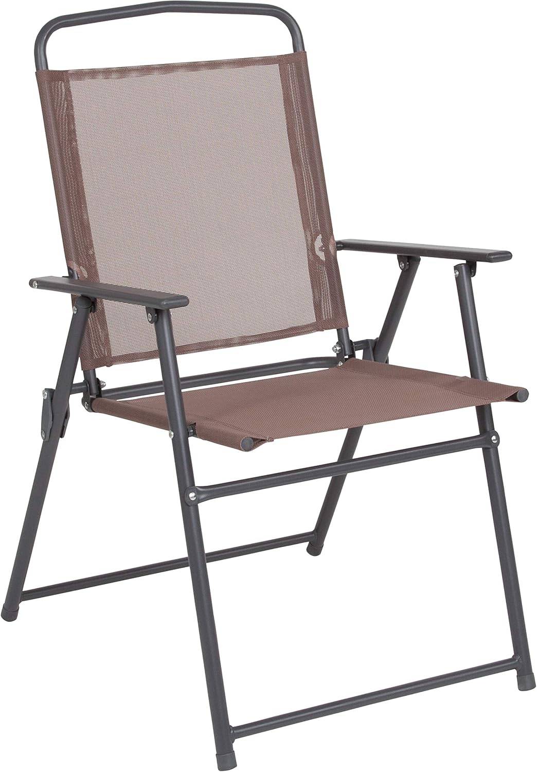 EMMA + OLIVER 6 Piece Brown Patio Garden Set with Umbrella Table and Set of 4 Folding Chairs