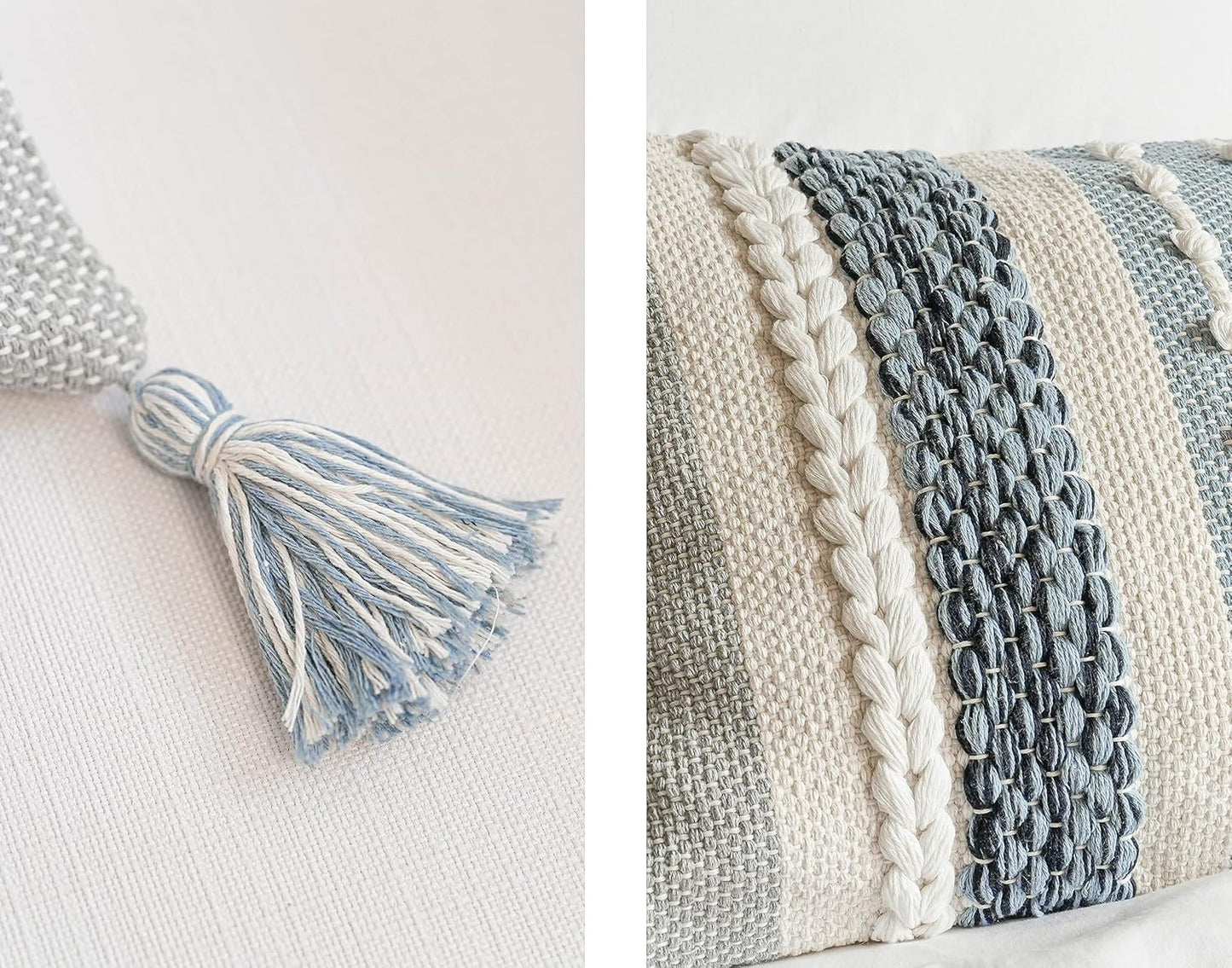 Blue Boho Decorative Throw Pillow Cover 20x20