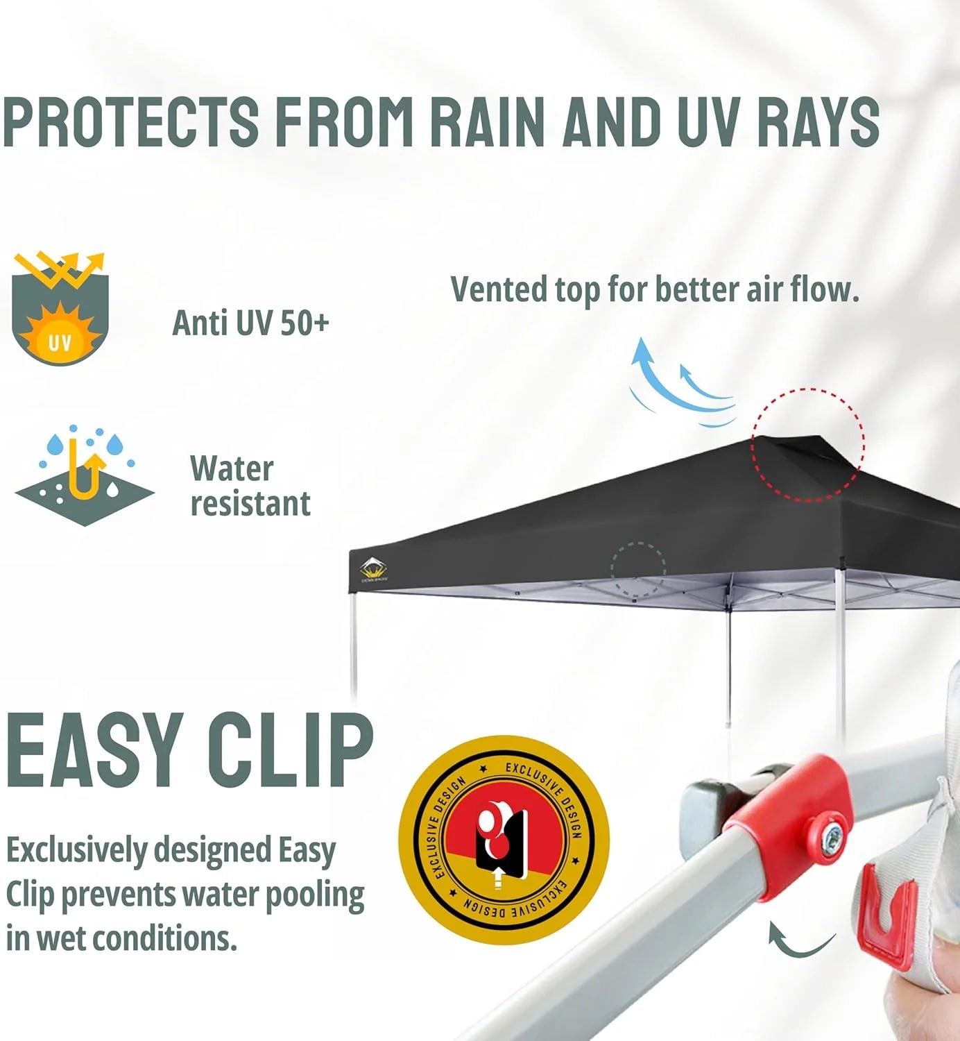 10x10 Pop-Up Awning - One-Click Installation Beach Tent - Outdoor Sunshade Silver Coated Top, 3 Heights and 4 Sand Pockets