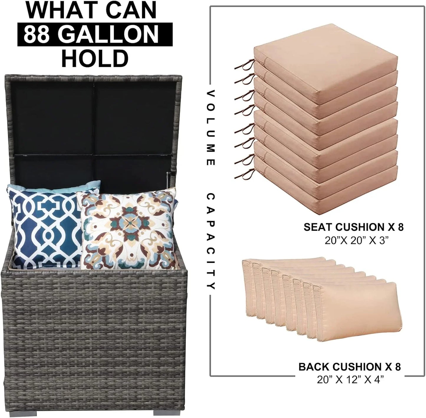 Wicker Outdoor Patio Storage Box Waterproof