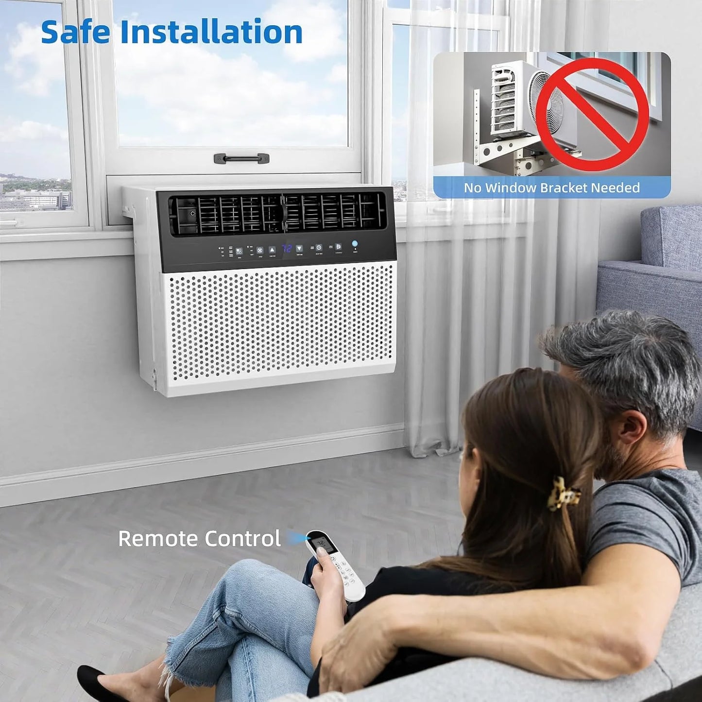 Antarctic Star 12,000 BTU U-Shaped Window Air Conditioner Unit Cools up to 550 Sq.Ft. with 6 Modes 24H Timer, Ultra Quiet Window AC Units