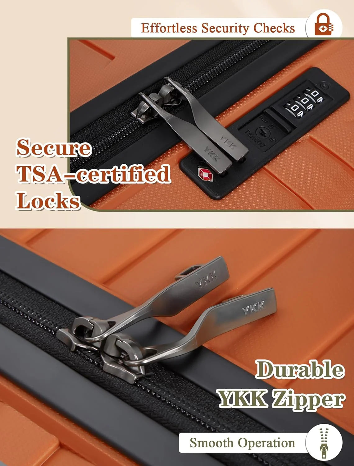 5-piece luggage set with wheels, ABS hardshell suitcase with spinner wheels