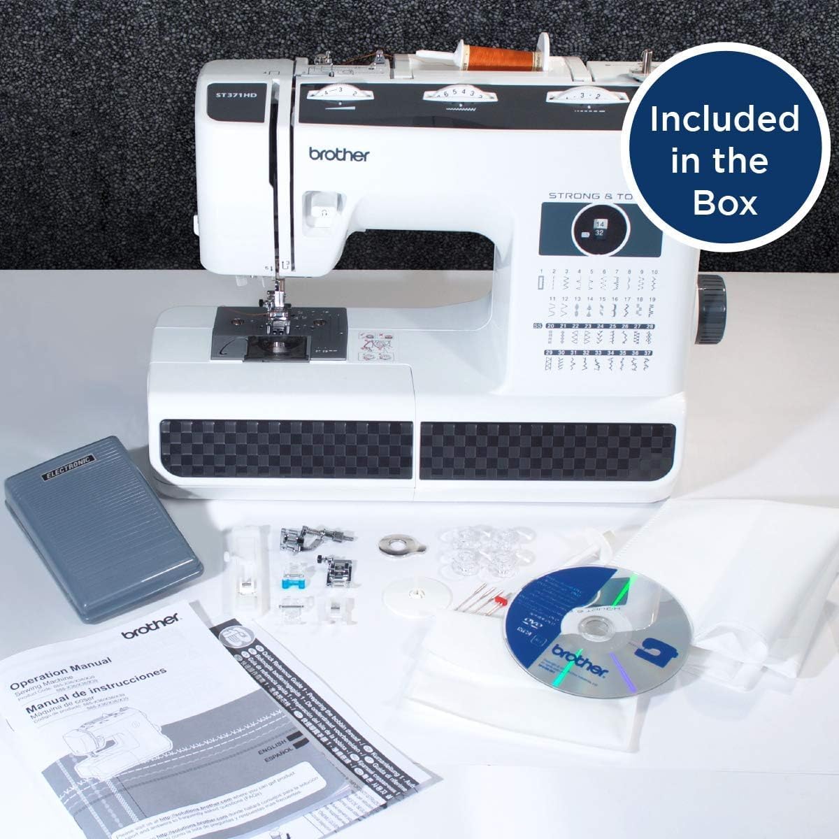 Sewing Machine, Strong & Tough, 37 Built-in Stitches, Free Arm Option, 6 Included Feet