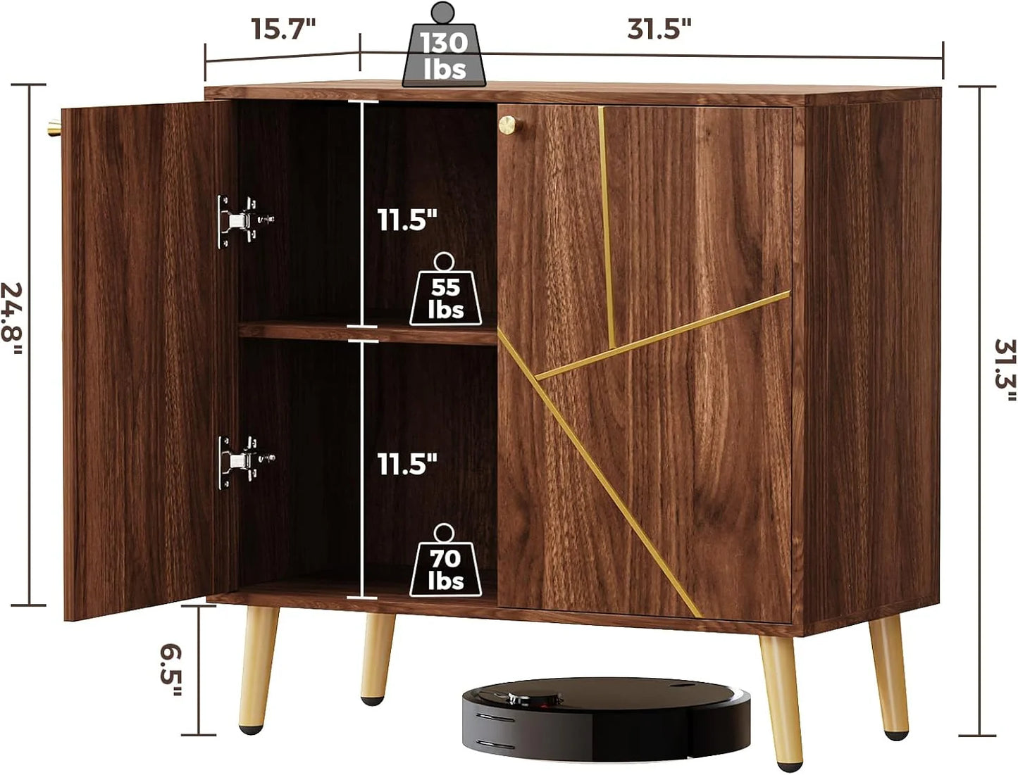 Free Standing Cabinet Black Wood for Living Room, Bedroom, Dining Room, Hallway