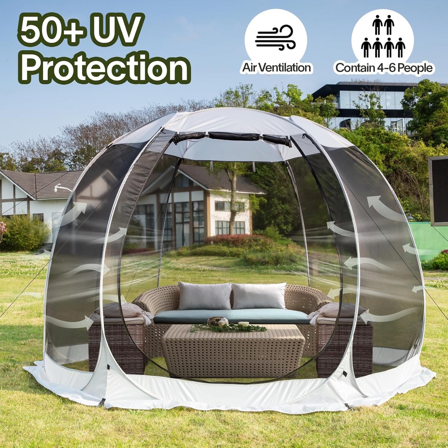Screen gazebo, sleeps 6-10-15 people Igloo-style canopy tent with mosquito net on the sides Perfect for garden, patio, backyard
