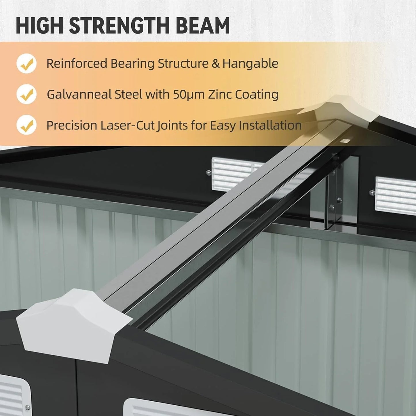 Aoxun 7.4x5.3FT Shed with Floor Galvanized Steel Outdoor Storage Shed Metal Garden Shed with Double Doors, 15mm Moisture-Proof Floor & Ventilation, Sloped Roof for Bike/Generator/Tool Storage (Brown)