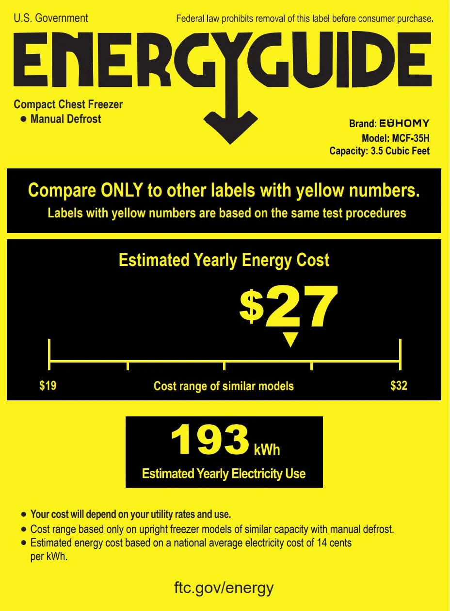 EUHOMY 3.5 Cu.Ft Chest Freezer with Removable Basket, Small Deep Freezer Adjustable 7 Thermostat, Quiet Mini Freezer Free-Standing Top Door, Energy Saving for Apartment/Garage/Basement/Dorm/Home,Black