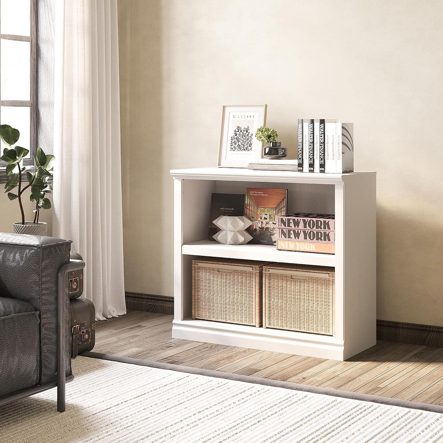 70-Inch Tall White Bookcase 5 Tiers Shelves Open Storage Bookshelf