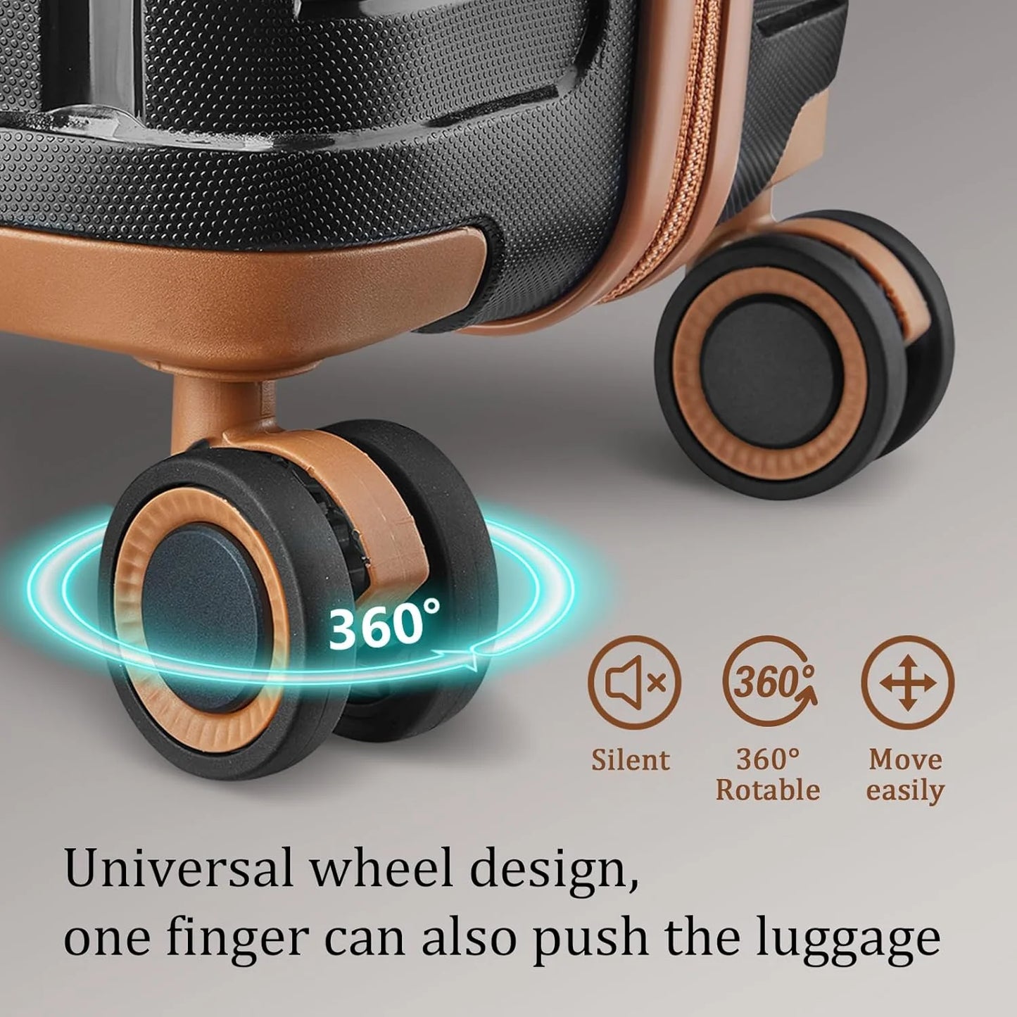 5-piece PP hardshell lightweight travel carry-on luggage set with dual spinner wheels and TSA lock