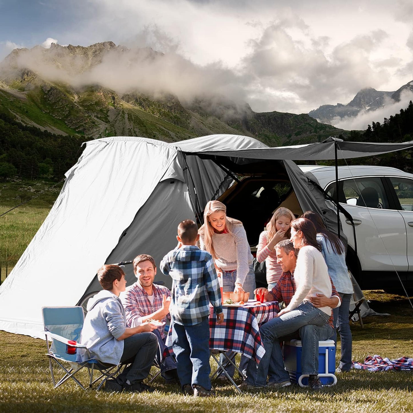 KAMPKEEPER SUV Car Tent, Tailgate Shade Awning Tent for Camping, Vehicle Camping Tents Outdoor Travel (Black)