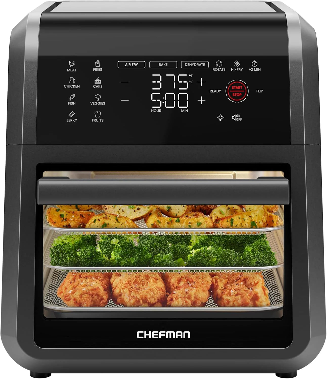 Chefman Compact 6.3-Quart Digital Air Fryer with Rotisserie, Dehydrator, and Convection Oven, 8 Touchscreen Presets