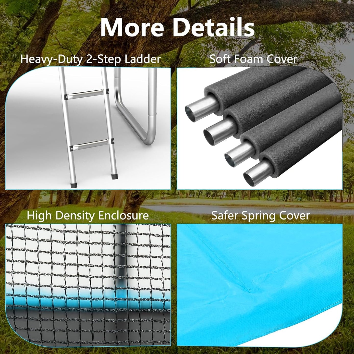 AOTOB 8FT 10FT 12FT 14 FT 15FT Trampoline with Safety Enclosure Net，Outdoor Trampoline with Basketball Hoop, Heavy Duty Jumping Mat and Spring Cover Padding for Kids and Adults, Storage Bag and Ladder