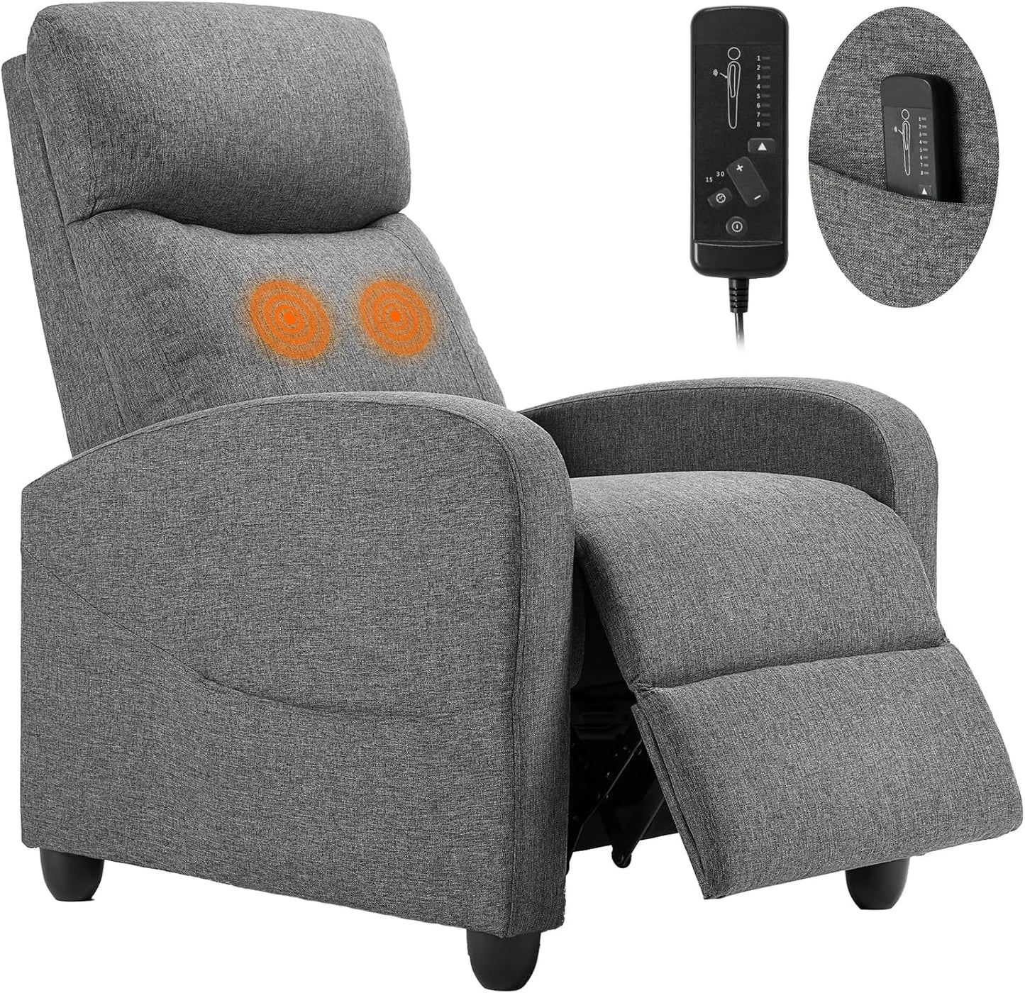 Adult massage recliner, adjustable home theater seat, modern fabric recliner