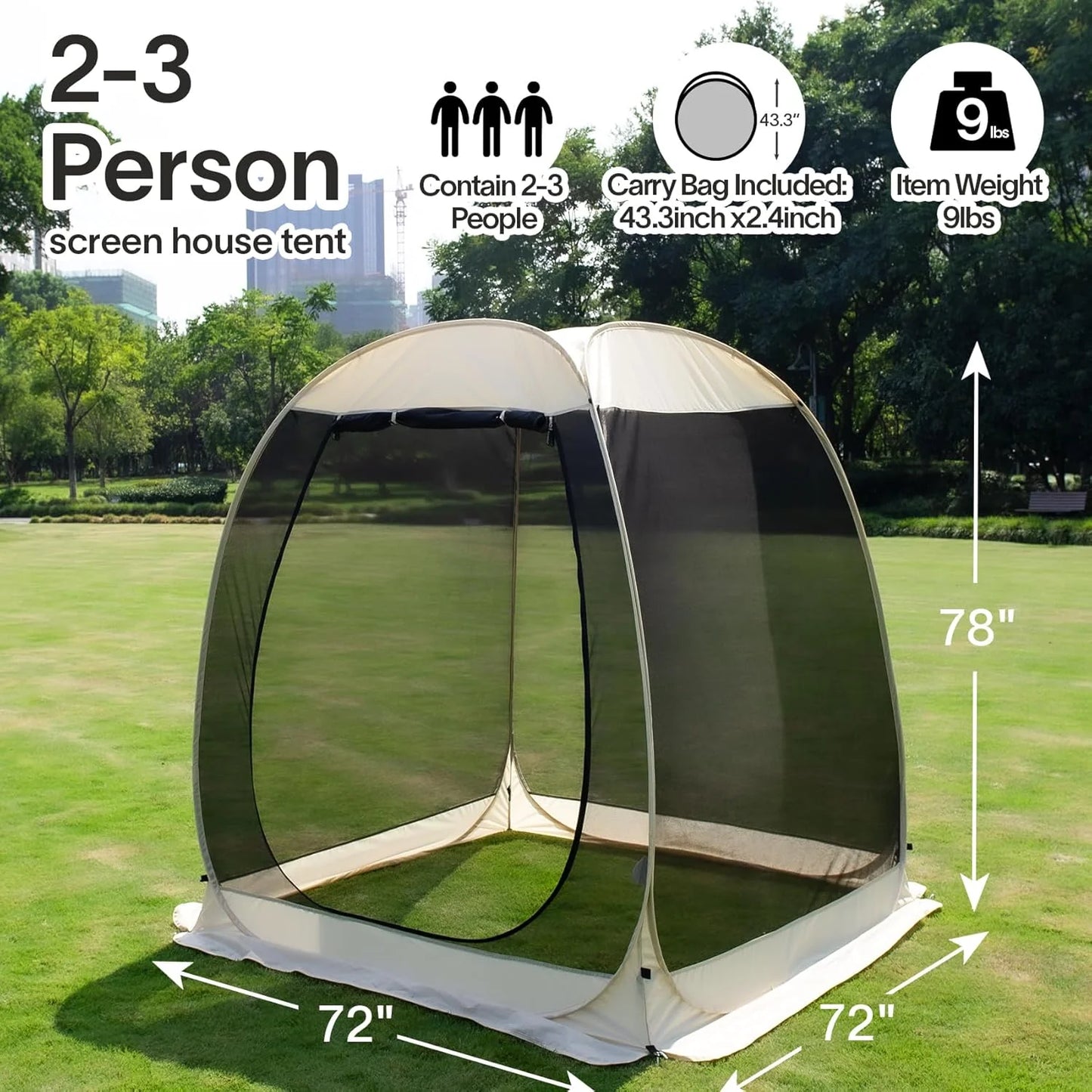 Screen gazebo, sleeps 6-10-15 people Igloo-style canopy tent with mosquito net on the sides Perfect for garden, patio, backyard