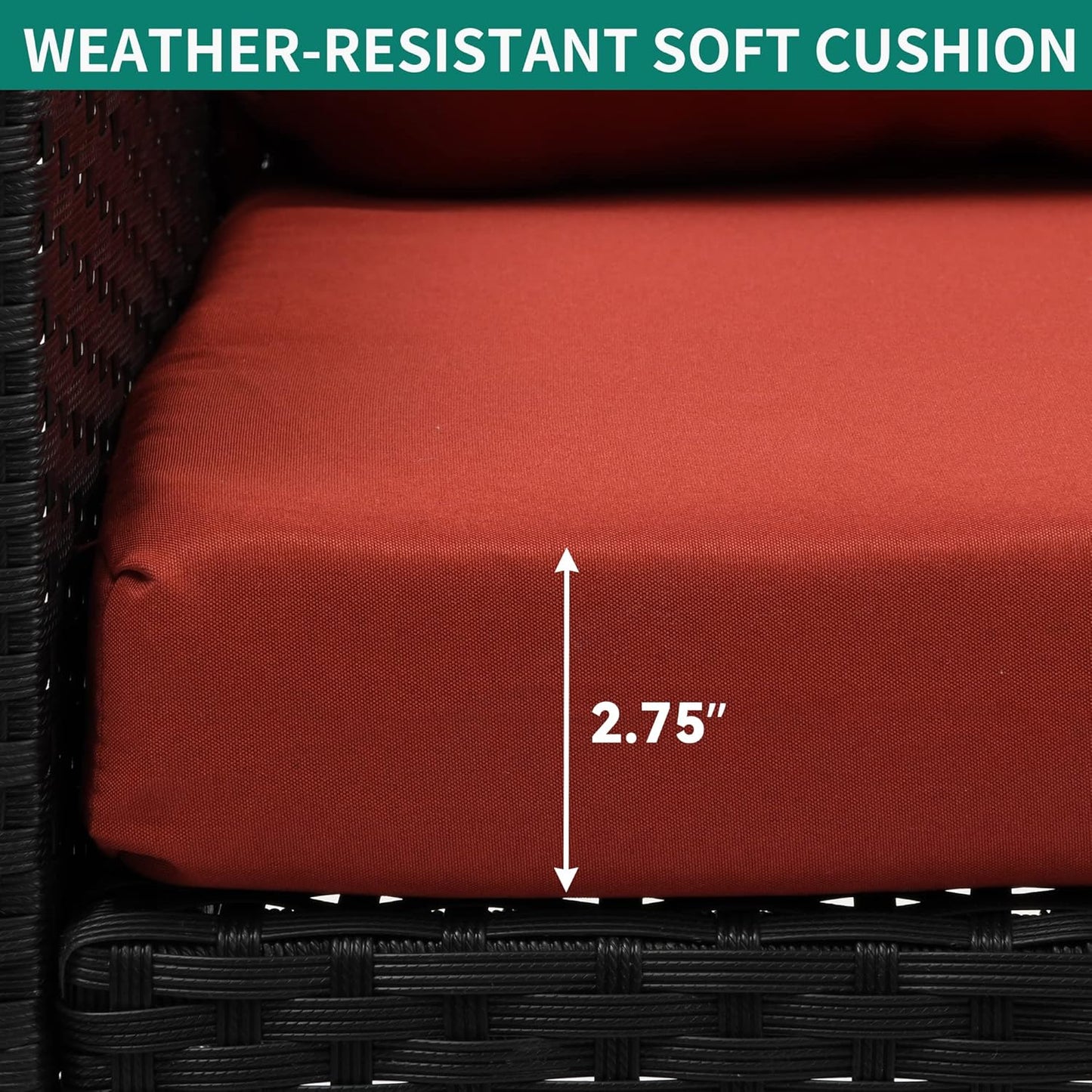 YITAHOME Hanging Porch Swing Chair Sits 3 People, Wicker Outdoor Swing Bench, Patio Lounge Chair, 1 Seating Cushion and 3 Back Cushions, w/Removable Covers, for Garden, Balcony, Backyard, Brown