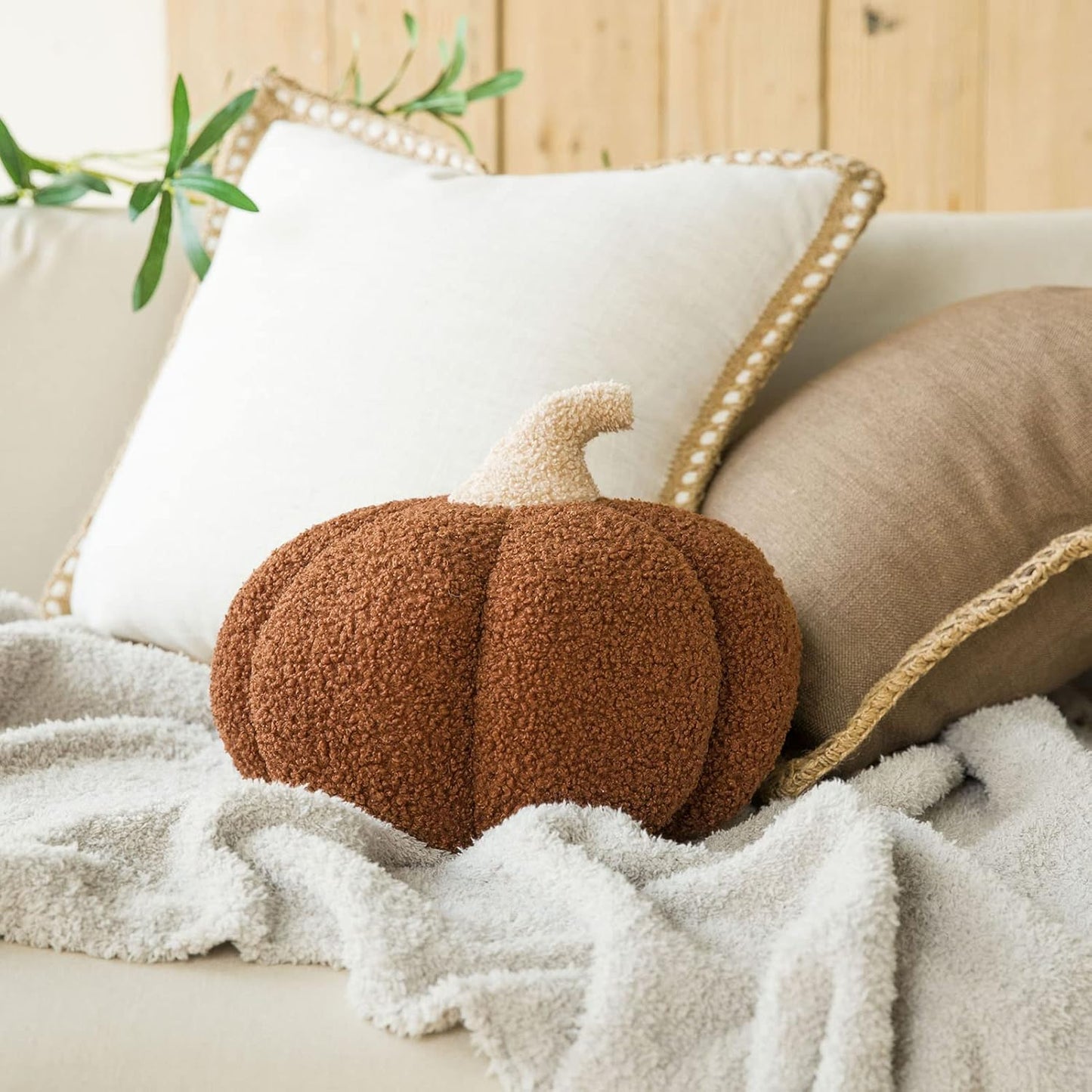 Teddy Fleece Pumpkin Throw Pillows