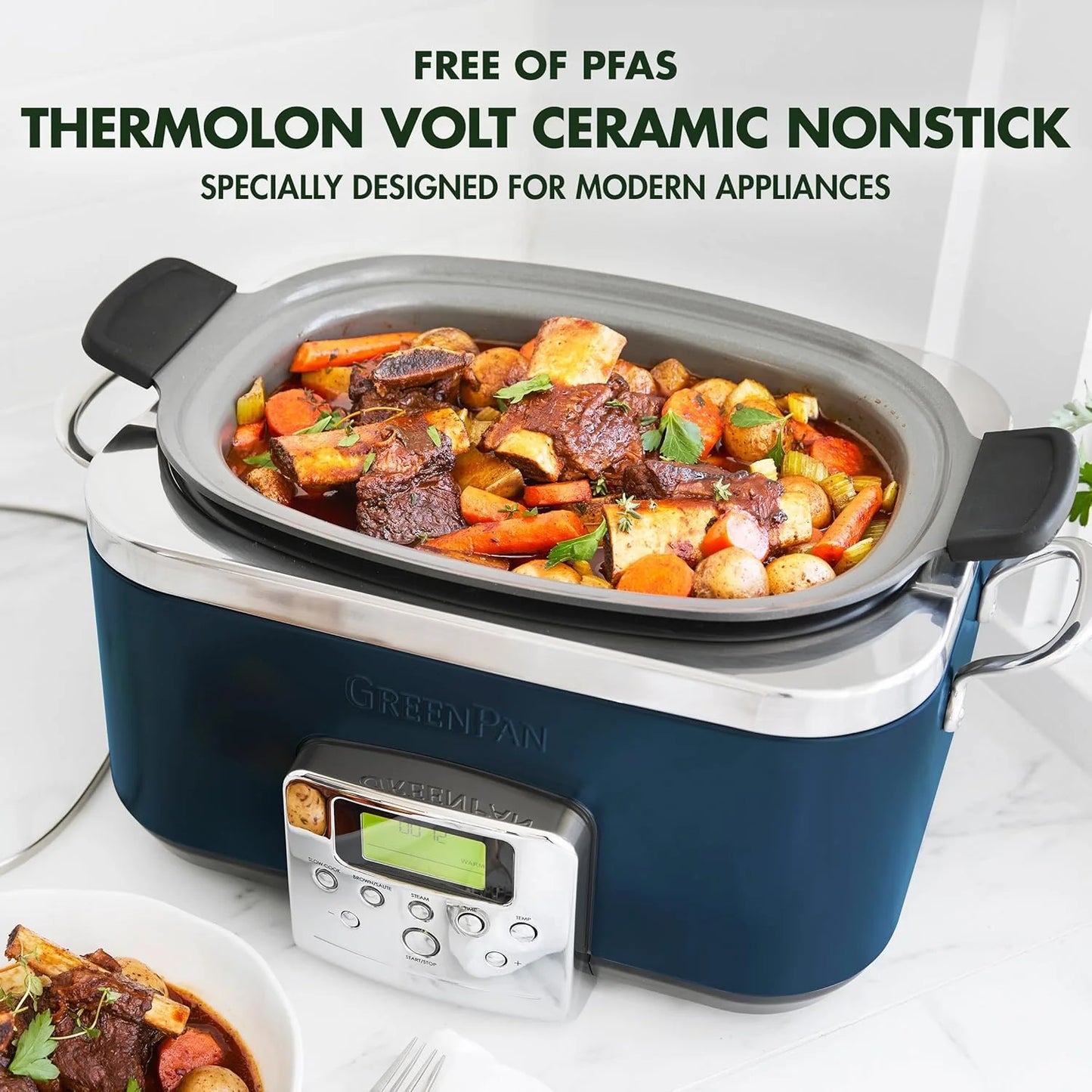 8-in-1 Programmable 6QT Electric Slow Cooker with Dishwasher-Safe Lid and Removable Base