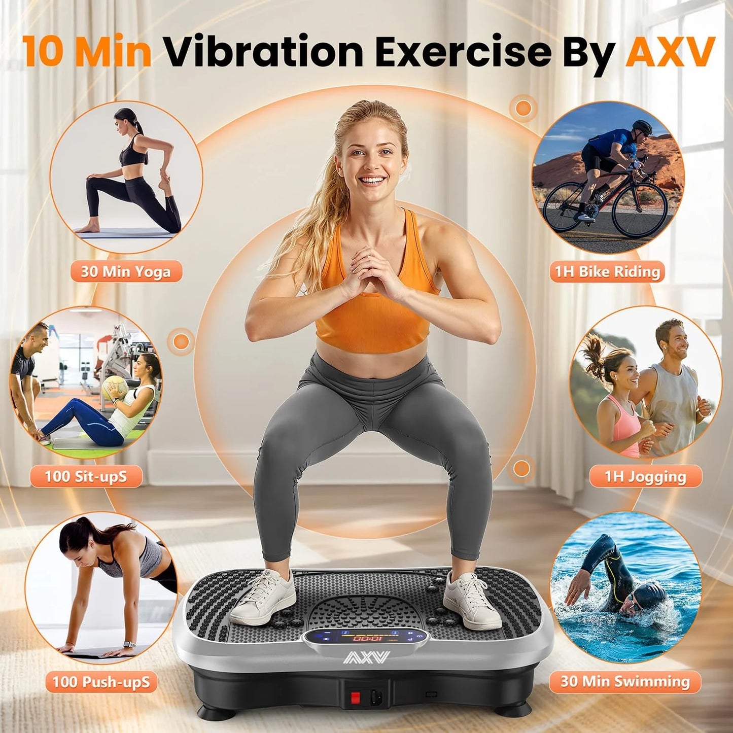 AXV Vibration Plate Fitness Platform Trainer Suitable for men and women to lose weight and burn fat at the gym