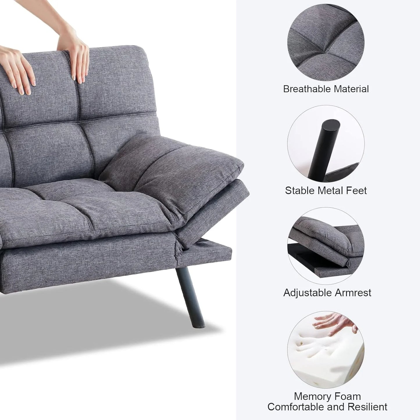 Futon Sofa Bed, Memory Foam Sofa Bed Couch