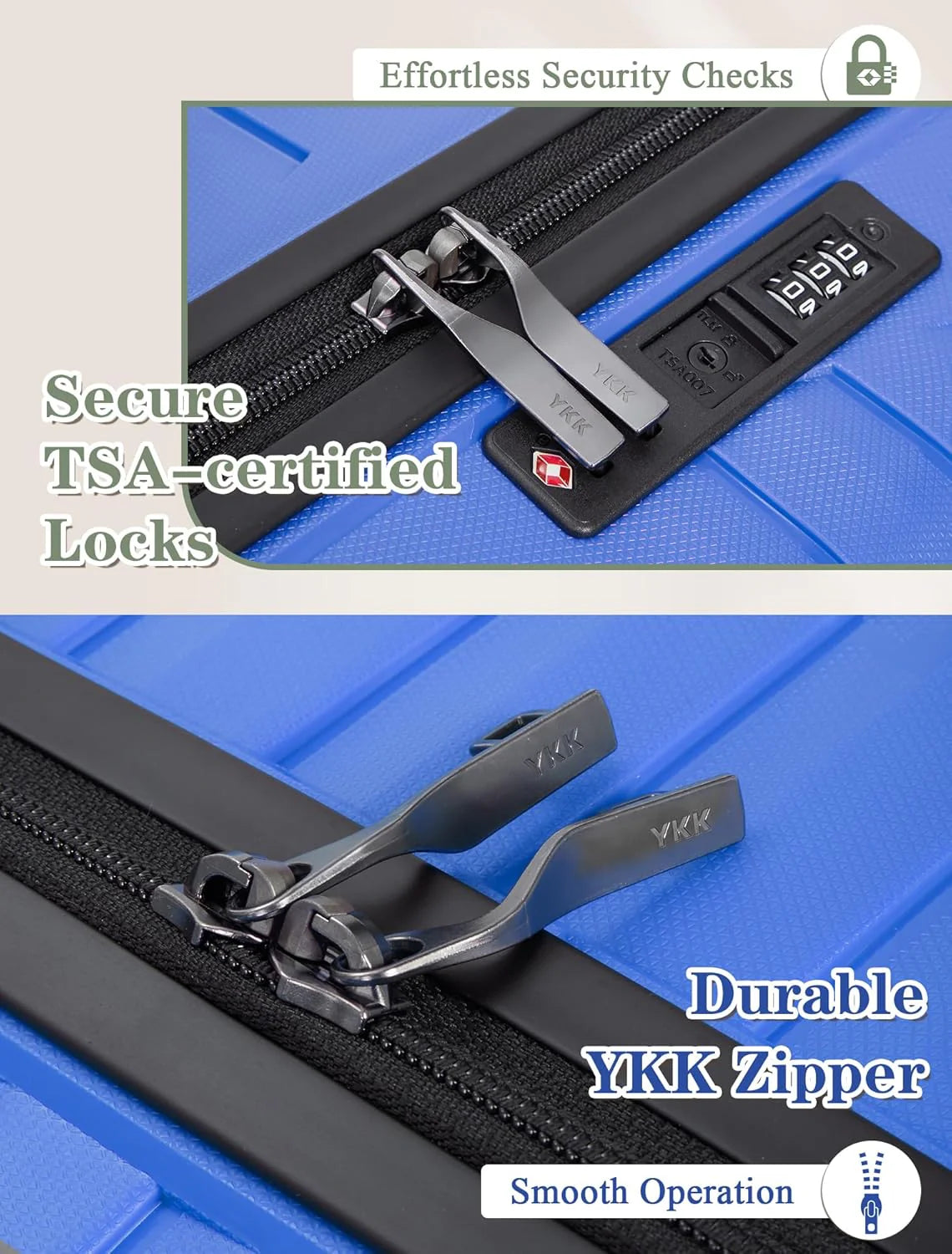 5-piece luggage set with wheels, ABS hardshell suitcase with spinner wheels