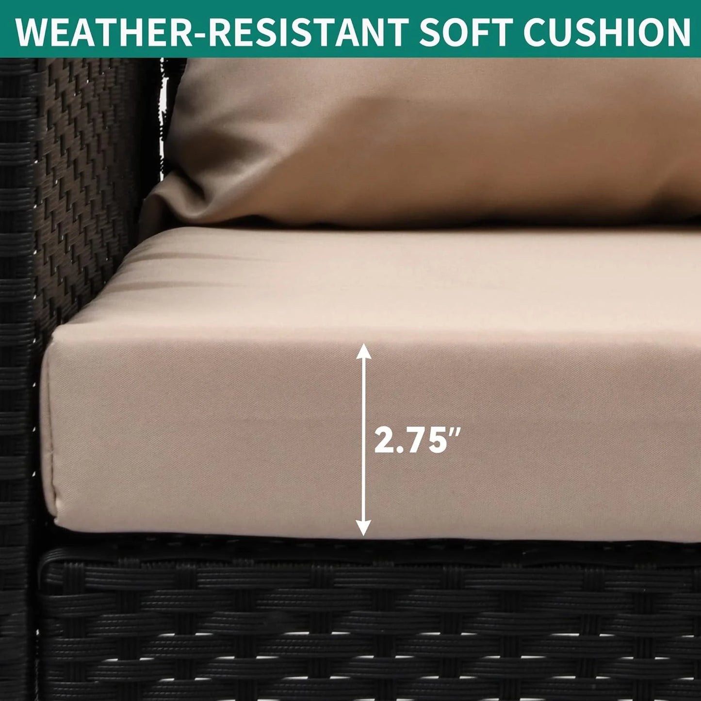 YITAHOME Hanging Porch Swing Chair Sits 3 People, Wicker Outdoor Swing Bench, Patio Lounge Chair, 1 Seating Cushion and 3 Back Cushions, w/Removable Covers, for Garden, Balcony, Backyard, Brown