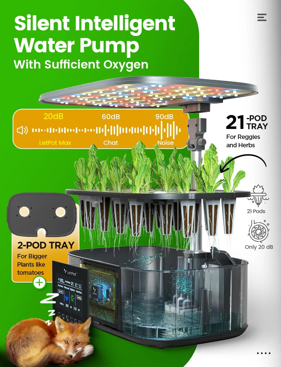 Hydroponic Planting System, 12 Indoor Smart Herb Garden Set, Indoor Garden, App and WiFi Control, with 24W Grow LED, 5.5L Water Tank, Pump System, Automatic Timer