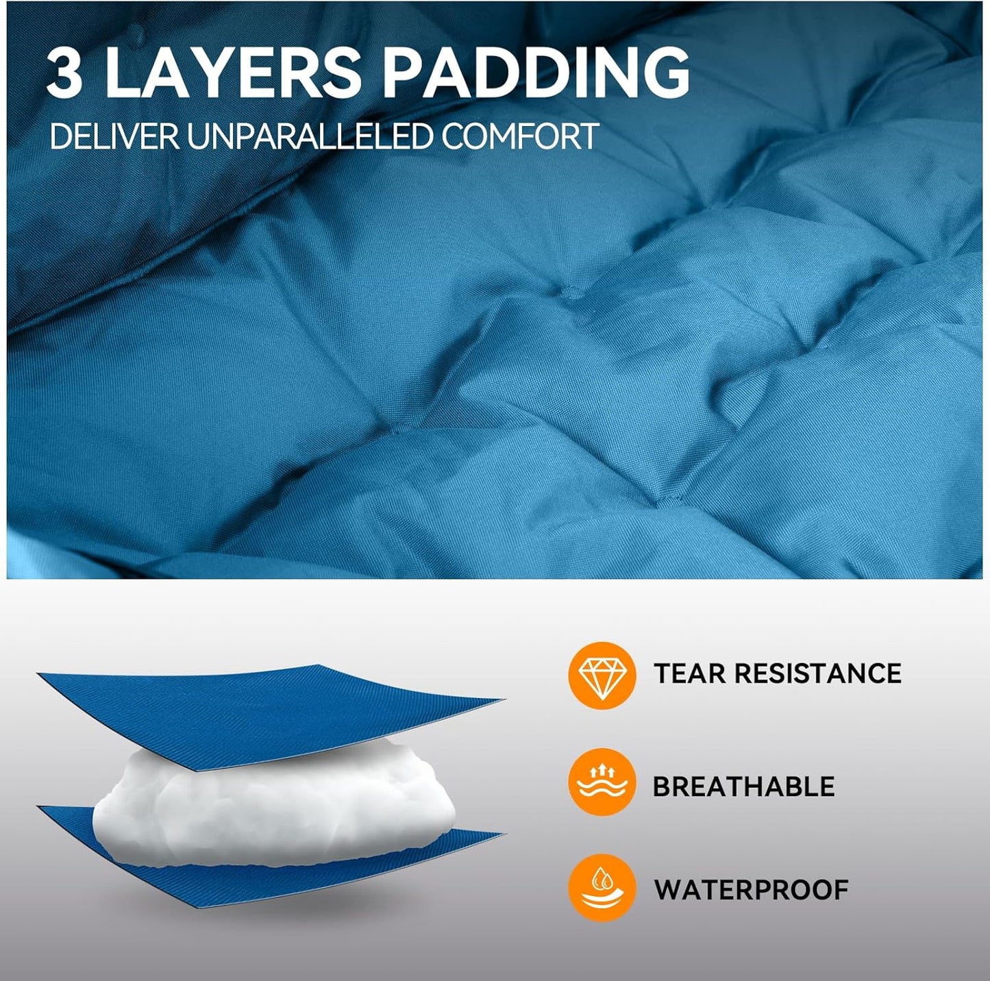 Camping Chair Upholstered Loveseat - Heavy Duty Extra Large Camping Sofa Portable Folding Sofa with Cup Holder and Carry Bag