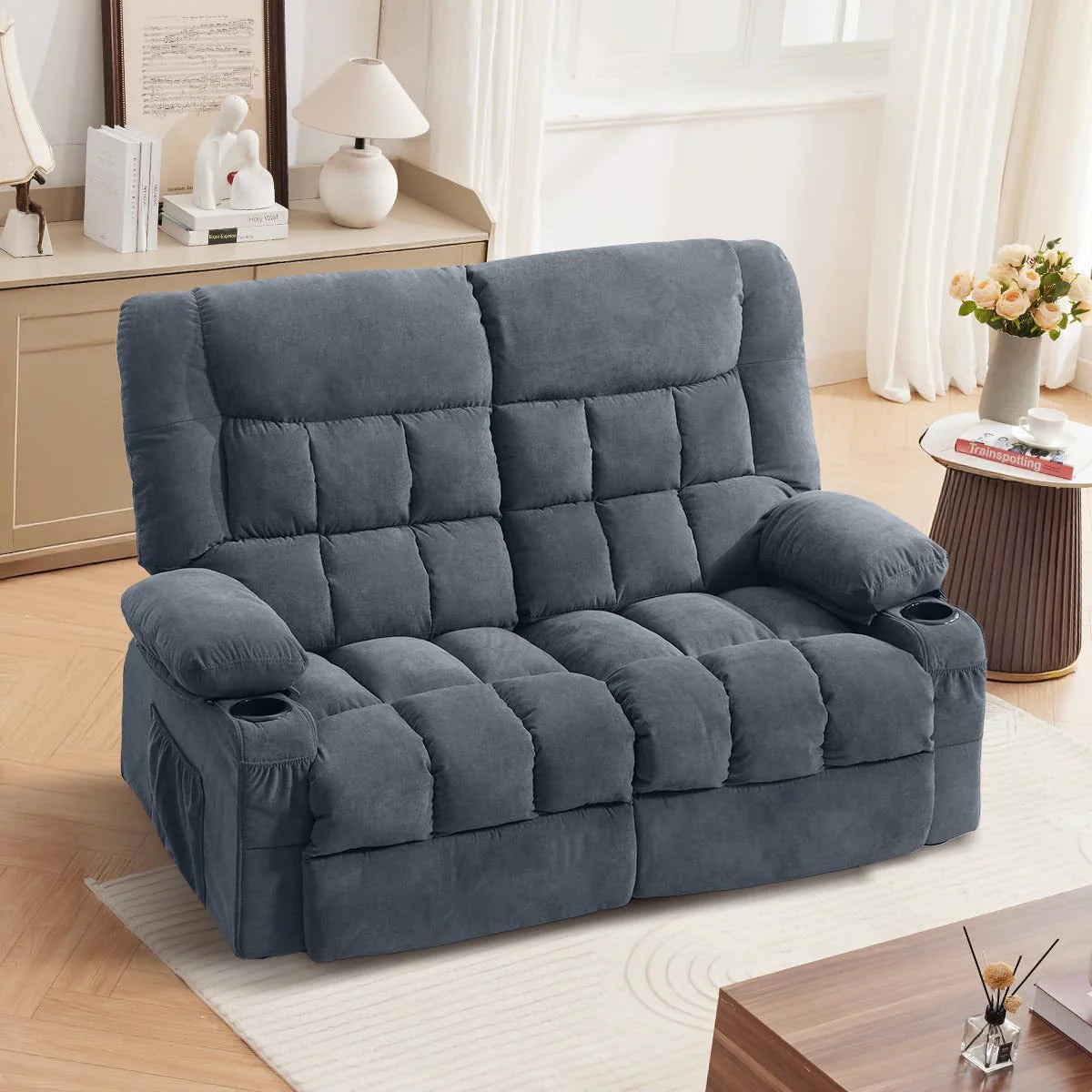 Recliner Loveseat with Cup Holders for Living Room