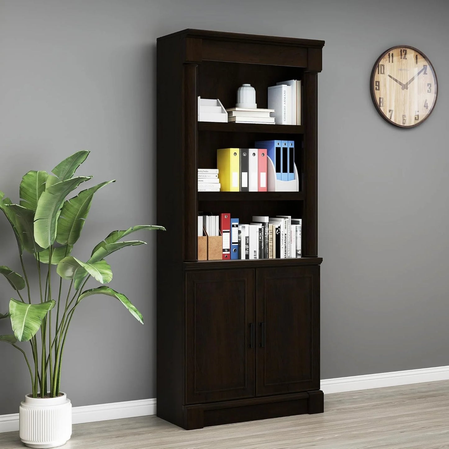 70-Inch Tall White Bookcase 5 Tiers Shelves Open Storage Bookshelf