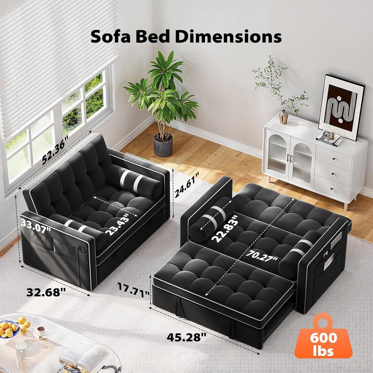 3 in 1 Convertible Sleeper Sofa Bed
