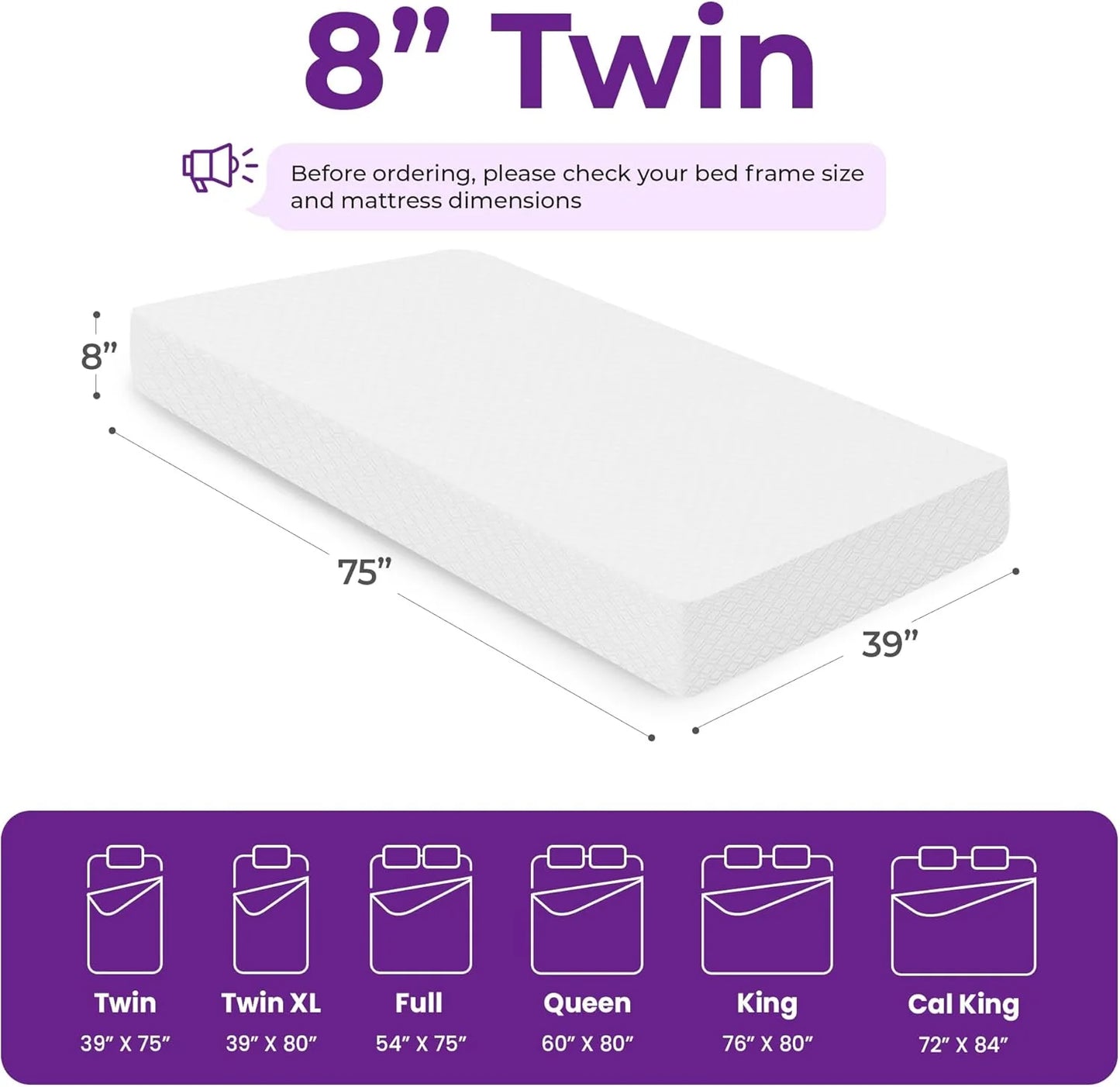 GAESTE 8-inch Fully Cooling Gel Memory Foam Mattress Mattress-in-a-Box