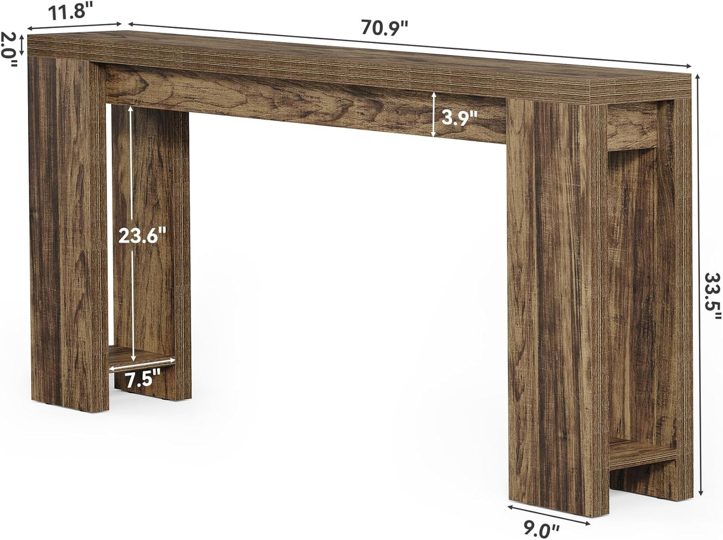 70.9-Inch Long Console Table Narrow Sofa Table Behind The Couch