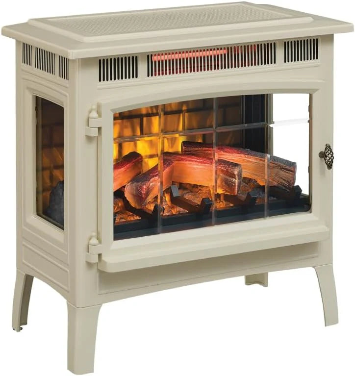Freestanding Electric Fireplace Stove Heater with 3D Flame Effect for 1,000 Sq. Ft