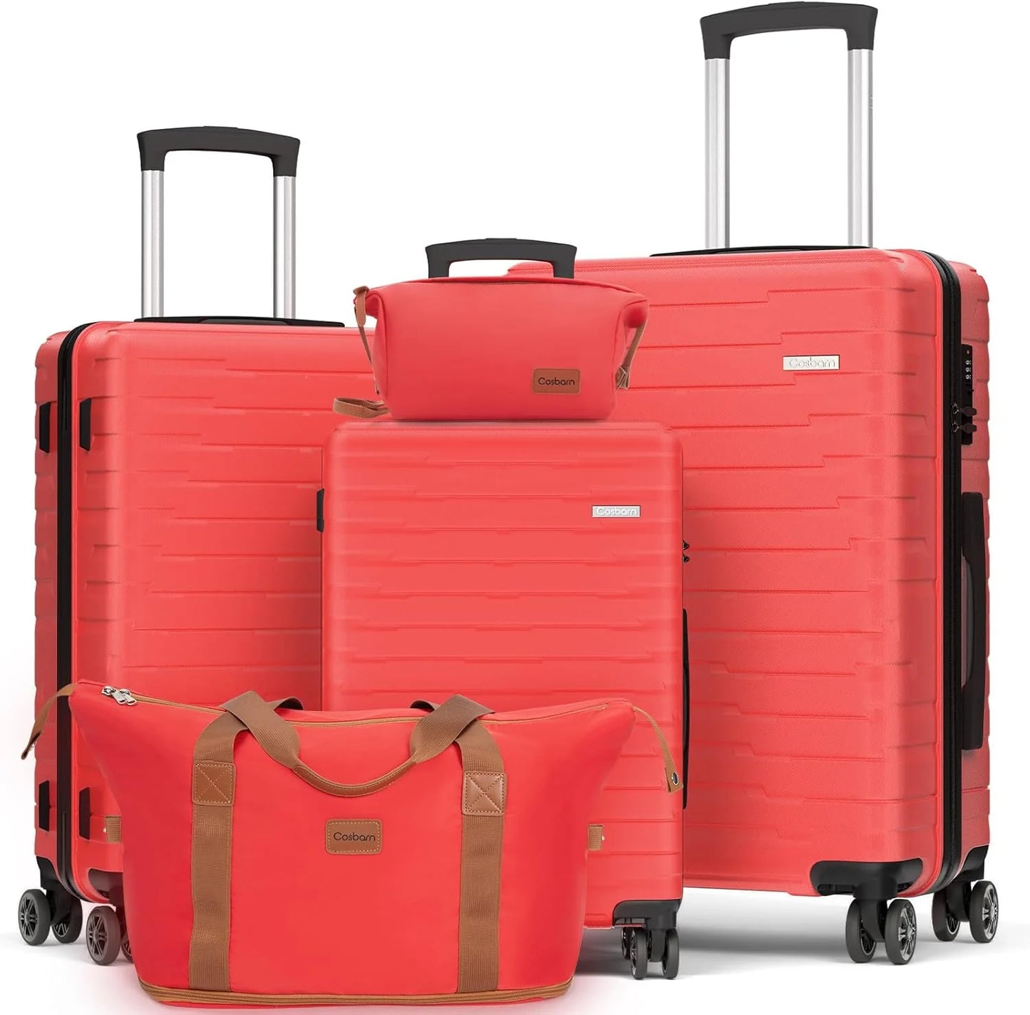 5-piece luggage set with wheels, ABS hardshell suitcase with spinner wheels
