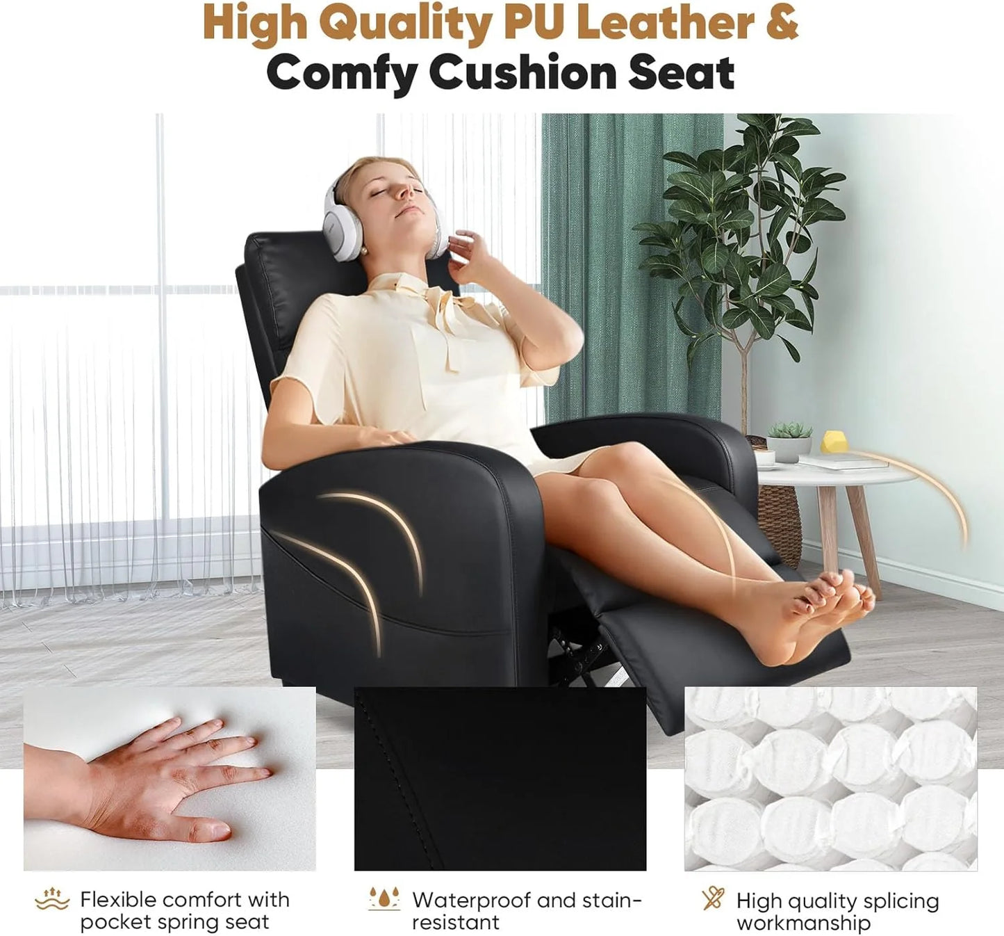 Adult recliner, living room massage recliner, adjustable home theater chair single sofa