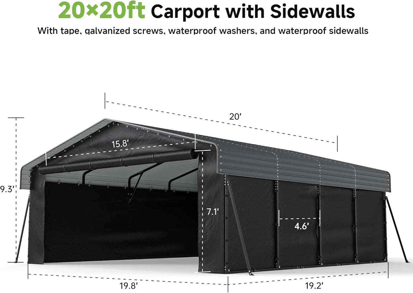 10'x15' Heavy Duty Metal Carport, Outdoor Garage Car Shelter Shade with Heavier Frame