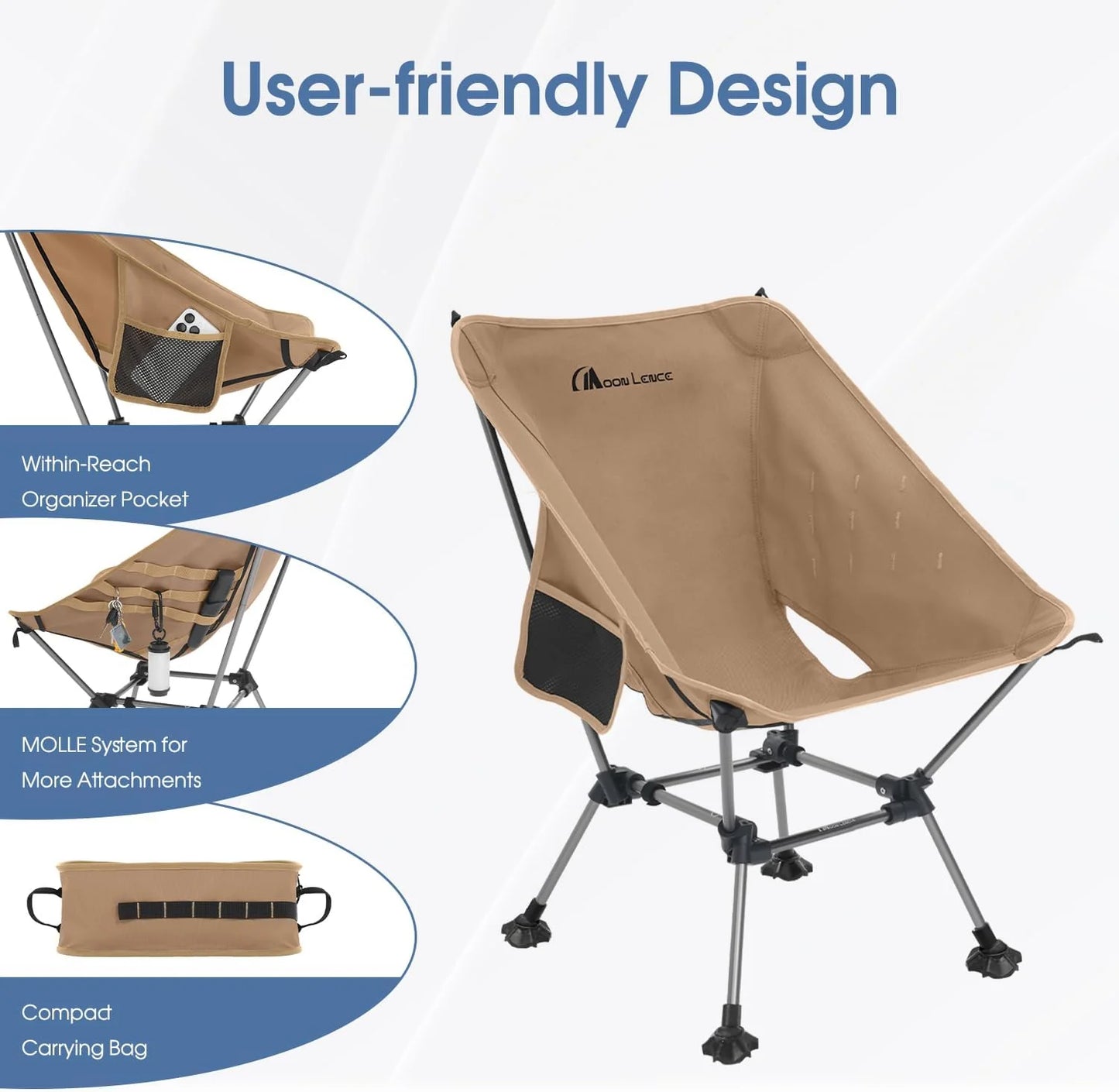 Portable Camping Chair Plus Folding Chair for Backpacking and Hiking