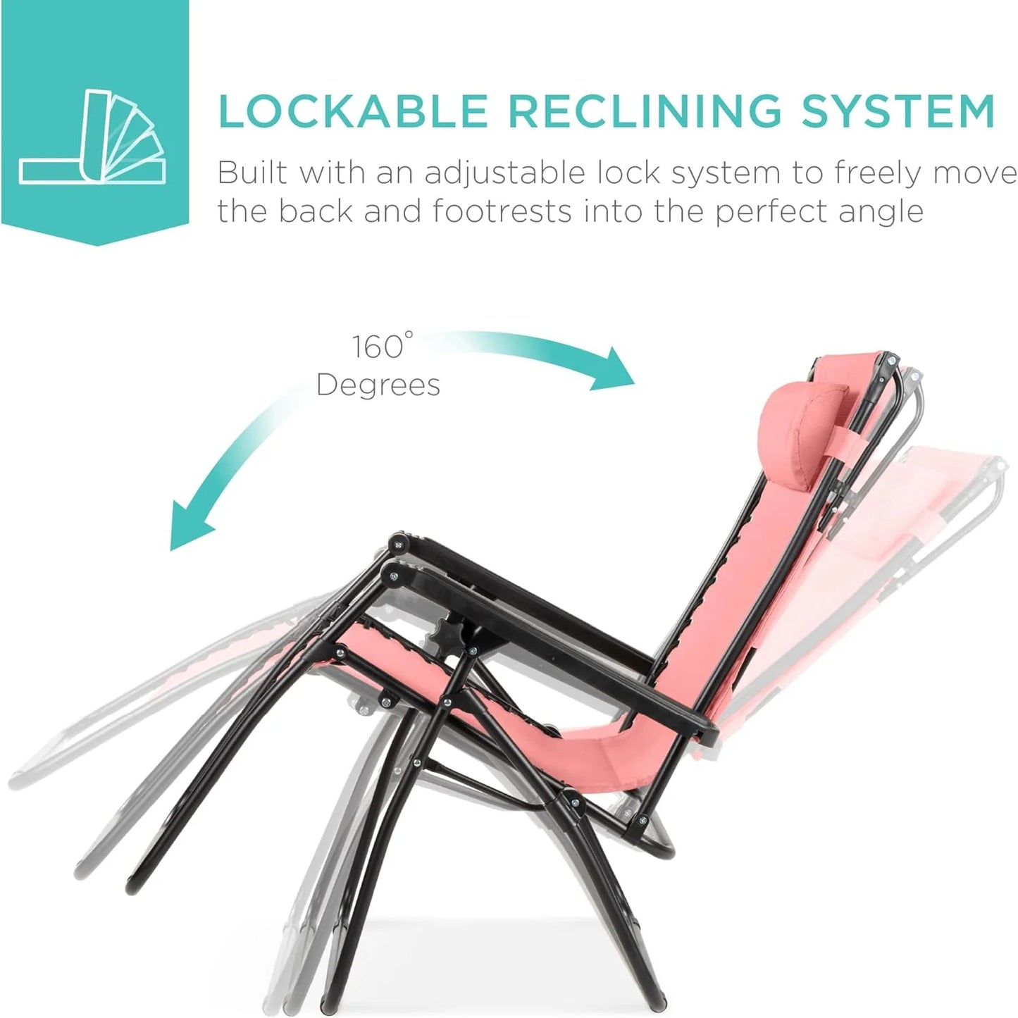 Best Choice Products Folding Zero Gravity Outdoor Recliner Patio Lounge Chair w/Adjustable Canopy Shade, Headrest, Side Accessory Tray, Textilene Mesh - Peacock Blue