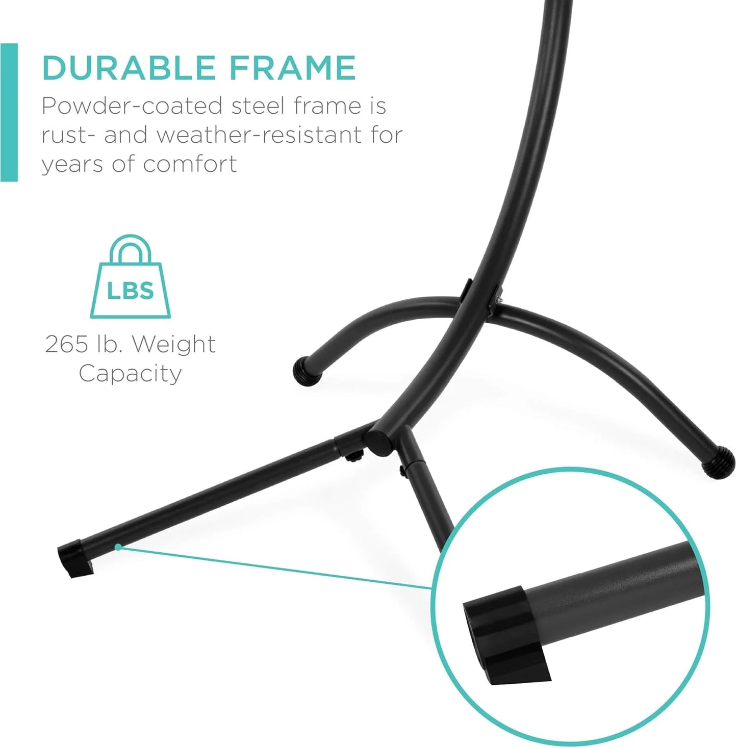 Best Choice Products Outdoor Hanging Curved Steel Chaise Lounge Chair Swing w/Built-in Pillow and Removable Canopy - Teal