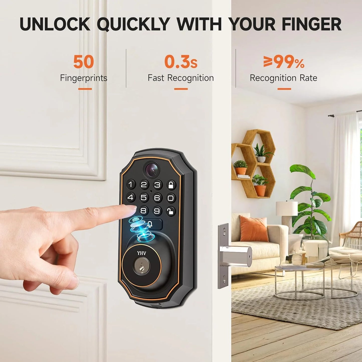 Keyless Entry Door Lock with Camera Fingerprint Smart Door Lock with App Remote Control