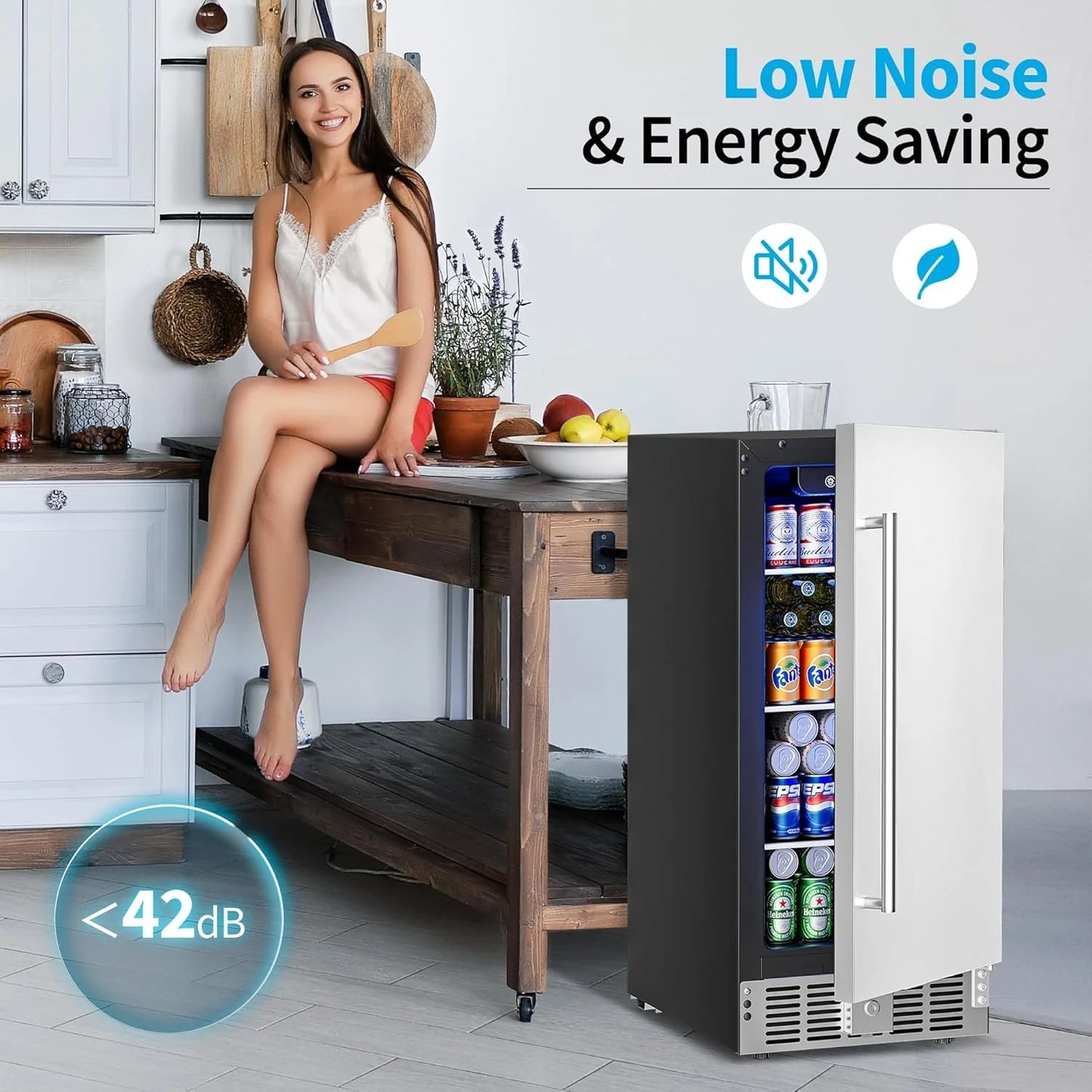 Beverage Refrigerator Cooler - 126 Can Mini Fridge Glass Door for Drinks Soda Beer Wine - Small Refrigerator for Office Bedroom Home Bar, 4 Adjustable Shelves, 3.2 Cu.Ft, Silver